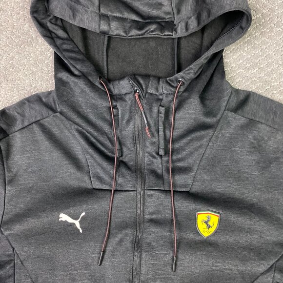 Puma Ferrari Scuderia Soft Shell Jacket Hoodie Mens Large Black Full Zip Street - Picture 4 of 12